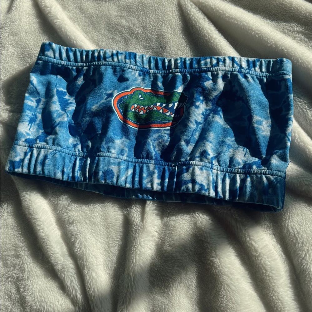 Blue and Orange Ruched Crop Top